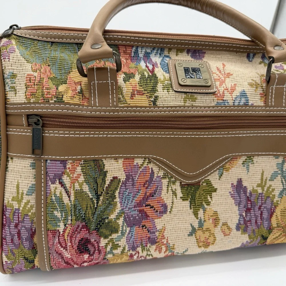 Leisure Multicolor Floral Satchel Top Handle Bag Zip Closure Adjustable Strap